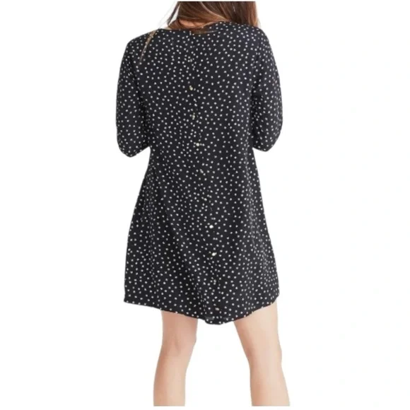 Madewell Star Silk Button Back Dress - Black - Small - Picture 5 of 15